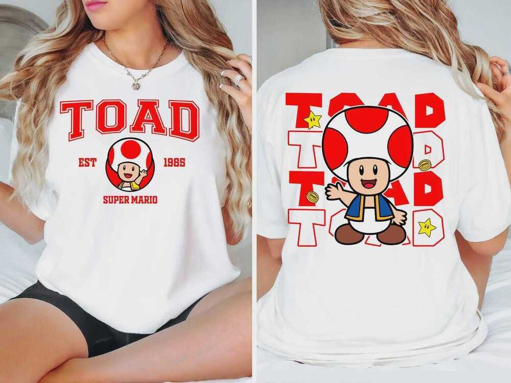 Super Mario Luigi T Shirt, Mario, Daisy, Peach Tee 2 Sdied White